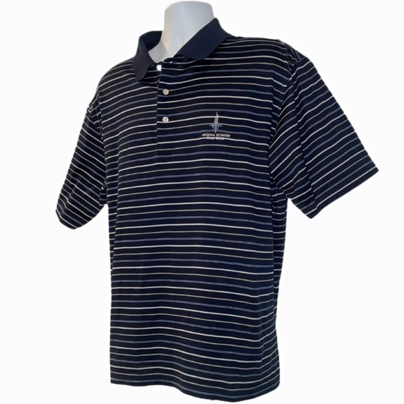 Vintage Arizona Biltmore Golf Club Polo Shirt Men’s L Navy Stripe Cotton - Picture 4 of 10